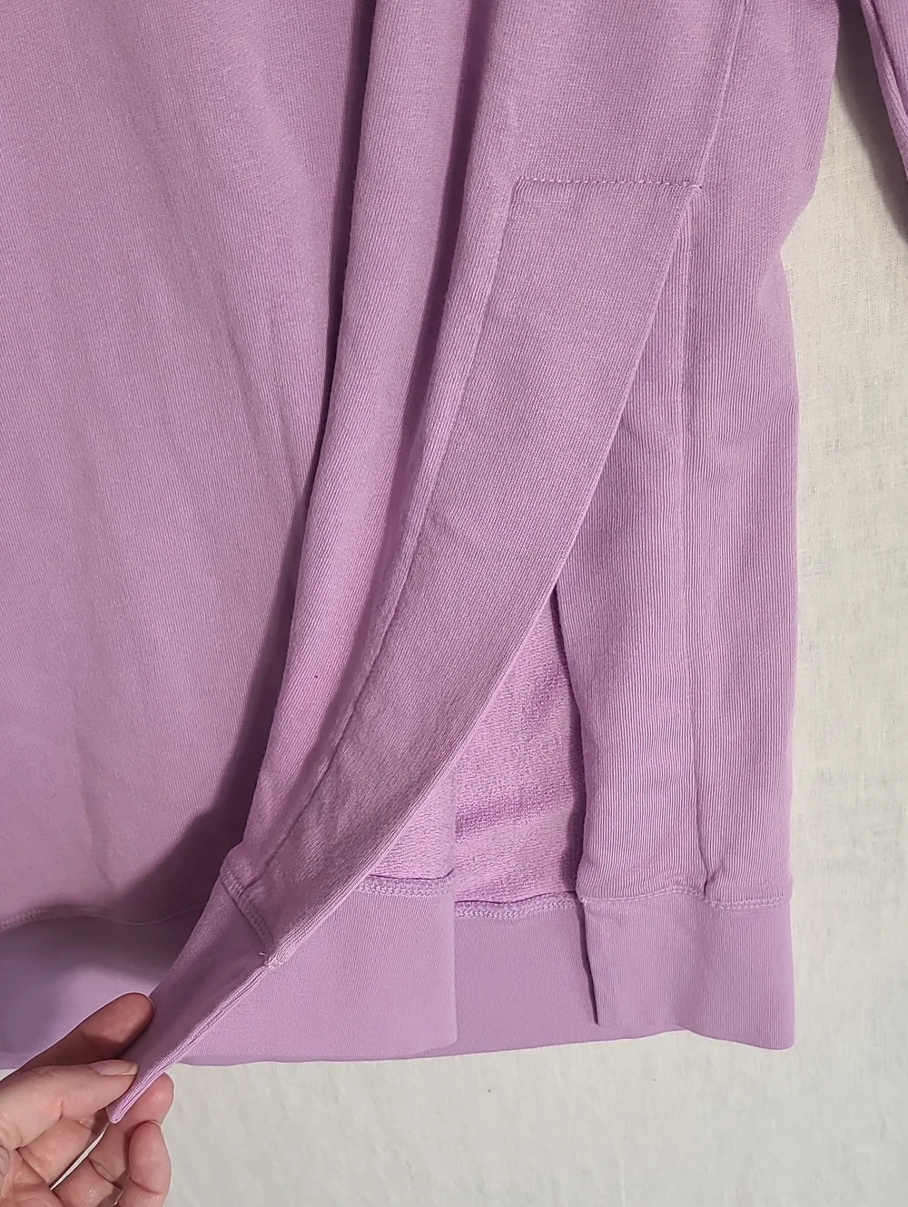 Sweaty Betty Lilac After Class Sweathirt With Side Split Hem Size XS